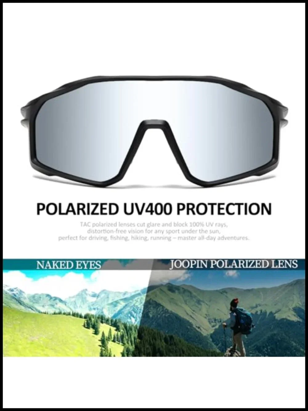 Oversized Sports Sunglasses Polarized Wrap Around UV400 Protection Shield